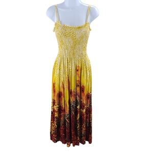 Just Love women's sundress yellow Size 1X smocked Fairy Dopamine funky hippie